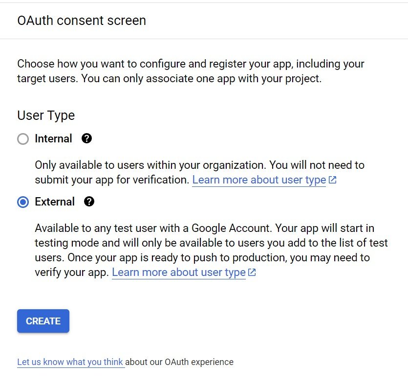 OAuth consent screen