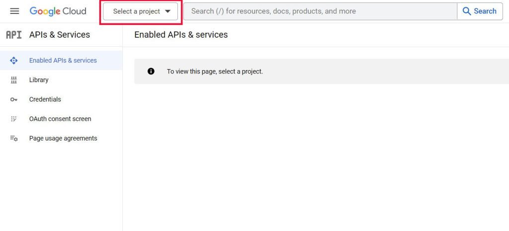google developer console dashboard